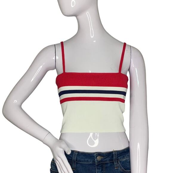Day&Nigth NWT Crop Top Strapped White Red Blue Adjustable Straps Size S - Picture 1 of 8